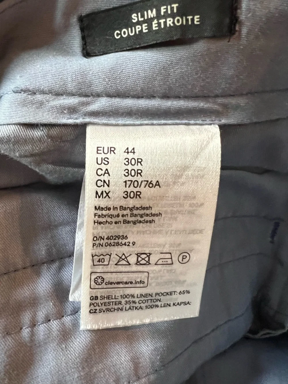 H&M Blue Linen-Blend Chinos